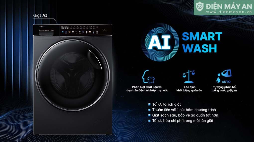 Máy giặt Aqua Inverter 10 kg AQD-DDW1000J BK